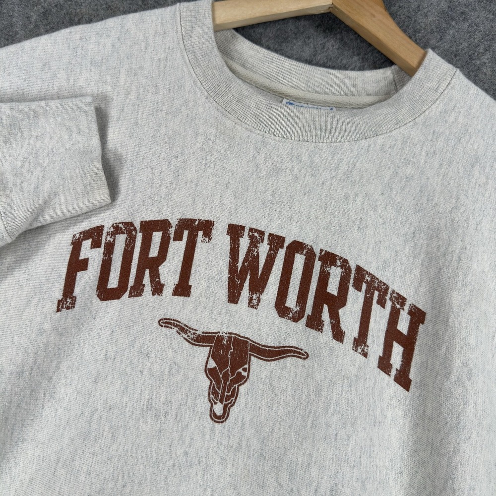 Champion Reverse Weave Sweatshirt Mens Large Gray Fort Worth Western Graphic